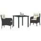 Preview: 3-teiliges Garten-Dining-Set mit Kissen in Schwarz Poly Rattan