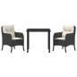 Preview: 3-teiliges Garten-Dining-Set mit Kissen in Schwarz Poly Rattan
