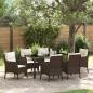 Preview: ARDEBO.de - 7-teiliges Garten-Essenset mit Kissen Braun Poly Rattan