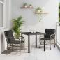Preview: ARDEBO.de - 3-teiliges Garten-Dining-Set mit Kissen Grau Poly Rattan