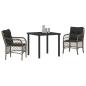Preview: 3-teiliges Garten-Dining-Set mit Kissen Grau Poly Rattan
