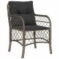 Preview: 3-teiliges Garten-Dining-Set mit Kissen Grau Poly Rattan