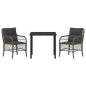 Preview: 3-teiliges Garten-Dining-Set mit Kissen Grau Poly Rattan