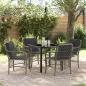 Preview: ARDEBO.de - 5-teiliges Gartentisch-Set mit Kissen Grau Poly Rattan