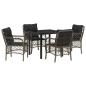 Preview: 5-teiliges Gartentisch-Set mit Kissen Grau Poly Rattan
