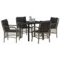 Preview: 5-teiliges Gartentisch-Set mit Kissen Grau Poly Rattan