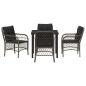 Preview: 5-teiliges Gartentisch-Set mit Kissen Grau Poly Rattan