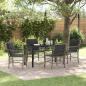 Preview: ARDEBO.de - 5-Teiliges Garten-Essset mit Kissen Grau Poly-Rattan