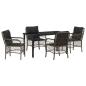 Preview: 5-Teiliges Garten-Essset mit Kissen Grau Poly-Rattan