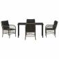 Preview: 5-Teiliges Garten-Essset mit Kissen Grau Poly-Rattan