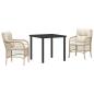 Preview: 3-teiliges Garten-Essset mit Kissen Beige Poly-Rattan
