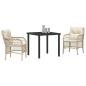 Preview: 3-teiliges Garten-Essset mit Kissen Beige Poly-Rattan