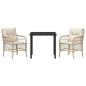 Preview: 3-teiliges Garten-Essset mit Kissen Beige Poly-Rattan
