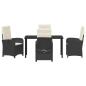 Preview: Garten Essgruppe mit Kissen 5 pcs Schwarz Poly-Rattan