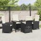 Preview: 5-teiliges Gartenset mit Kissen in Schwarz Poly-Rattan