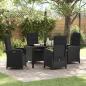 Preview: ARDEBO.de - 5-teiliges Garten-Dining-Set mit Kissen Schwarz Poly Rattan