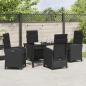 Preview: 5-teiliges Garten-Dining-Set mit Kissen Schwarz Poly Rattan