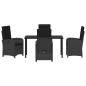Preview: 5-teiliges Garten-Dining-Set mit Kissen Schwarz Poly Rattan