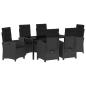 Preview: 7-teiliges Garten-Esszimmer Set mit Kissen Schwarz Poly-Rattan