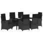 Preview: 7-teiliges Garten-Esszimmer Set mit Kissen Schwarz Poly-Rattan