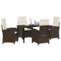 Preview: 5-teiliges Garten-Dining-Set mit Kissen Braun Poly-Rattan