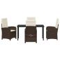 Preview: 5-teiliges Garten-Dining-Set mit Kissen Braun Poly-Rattan