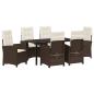 Preview: 7-teiliges Garten-Dining-Set mit Kissen in Braun aus Poly-Rattan