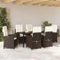 Preview: 7-teiliges Garten-Dining-Set mit Kissen in Braun aus Poly-Rattan
