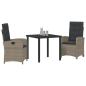 Preview: 3-teiliges Garten-Dining-Set mit Kissen grau aus Poly-Rattan