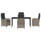 Preview: 5-teiliges Garten-Dining-Set mit Kissen in grauem Poly-Rattan
