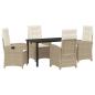Preview: Garten-Dining-Set mit Kissen, Beige Poly-Rattan
