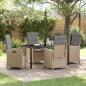 Preview: ARDEBO.de - 5-teiliges Gartentischset mit Kissen in Beige Poly Rattan