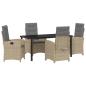 Preview: 5-teiliges Gartentischset mit Kissen in Beige Poly Rattan