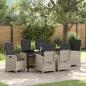 Preview: ARDEBO.de - Garten Essgruppe 7 stk. Hellgrau Poly-Rattan