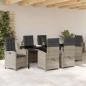 Preview: Garten Essgruppe 7 stk. Hellgrau Poly-Rattan