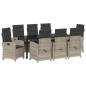 Preview: Garten Essgruppe 9 stk. Hellgrau Poly-Rattan