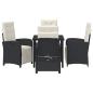 Preview: 5-teilige Garten Essgruppe mit Kissen Schwarz Poly Rattan, Gartentisch Schwarz 80x80x73 cm Sicherheitsglas