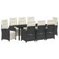 Preview: Garten Essgruppe mit Kissen 9 pcs Schwarz Poly-Rattan