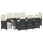 Preview: Garten Essgruppe mit Kissen 9 pcs Schwarz Poly-Rattan