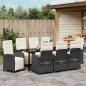 Preview: Garten Essgruppe mit Kissen 9 pcs Schwarz Poly-Rattan