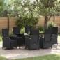 Preview: ARDEBO.de - Garten Essgruppe 7 stk. Schwarz Poly-Rattan
