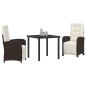 Preview: 3-teiliges Garten Essset mit Kissen Braun Poly-Rattan, Gartentisch Schwarz 80x80x73 cm Gehärtetes Glas