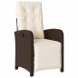 Preview: 9-teiliges Garten Esszimmer Set mit Kissen Braun Poly Rattan, Gartentisch Schwarz 200x80x73 cm Tempered Glass