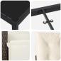 Preview: 9-teiliges Garten Esszimmer Set mit Kissen Braun Poly Rattan, Gartentisch Schwarz 200x80x73 cm Tempered Glass