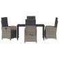 Preview: Garten Essgruppe mit Kissen 5 pcs Grau Poly-Rattan