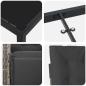 Preview: 5-teiliges Garten Essset mit Kissen Grau Poly Rattan, Gartentisch Schwarz 160x80x73 cm Sicherheitsglas