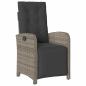 Preview: ARDEBO.de - 7-teilige Garten Essgruppe mit Kissen Grau Poly Rattan, Gartentisch Schwarz 200x80x73 cm Sicherheitsglas
