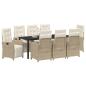 Preview: Garten Essgruppe 9 stk. Beige Poly-Rattan