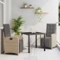 Preview: ARDEBO.de - 3-teiliges Garten Essgruppe mit Kissen Beige Poly Rattan, Gartentisch Schwarz 80x80x73 cm Sicherheitsglas