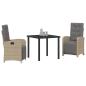 Preview: 3-teiliges Garten Essgruppe mit Kissen Beige Poly Rattan, Gartentisch Schwarz 80x80x73 cm Sicherheitsglas
